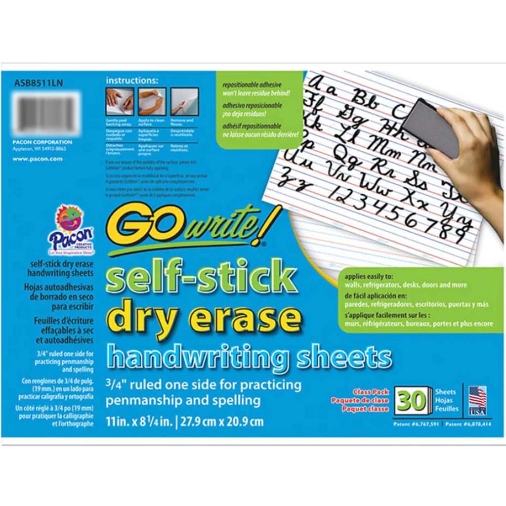 Self Stick Dry Erase Handwriting Sheet