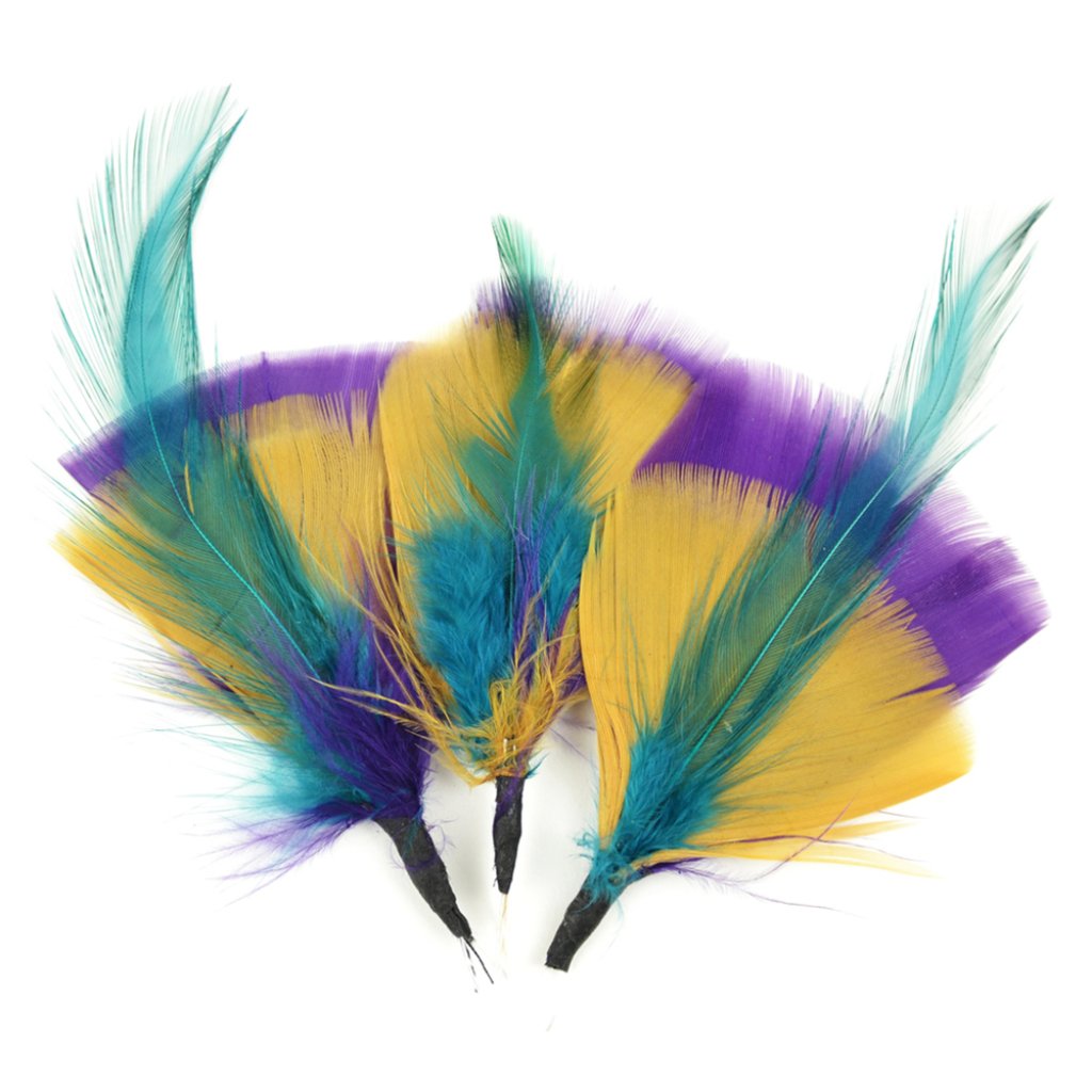 Feather Pick 3in Teel/Gold/Deep Plum 