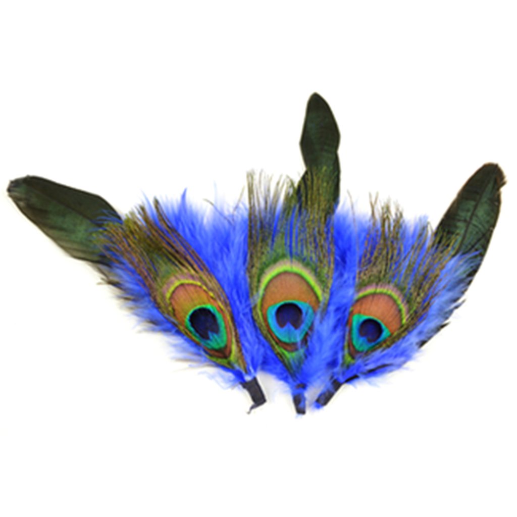 Feather Pick With Nylon Loop 5 -7in Blue &amp; Black Blck Blu 