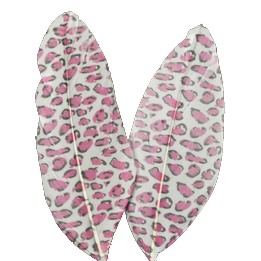Printed Feathers Pink Leopard Design 4-4.5In 