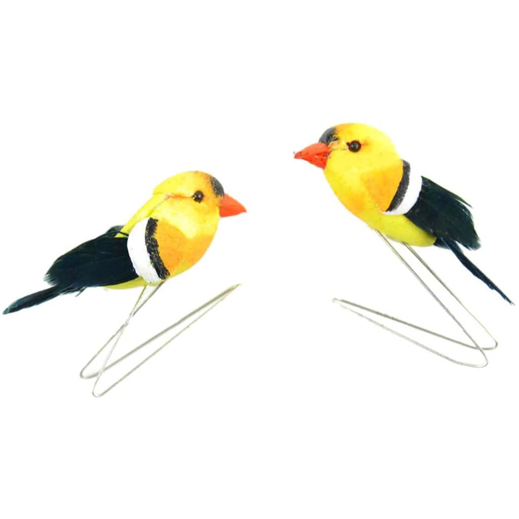 Goldfinch Yellow On Wire 2pc 1.25in