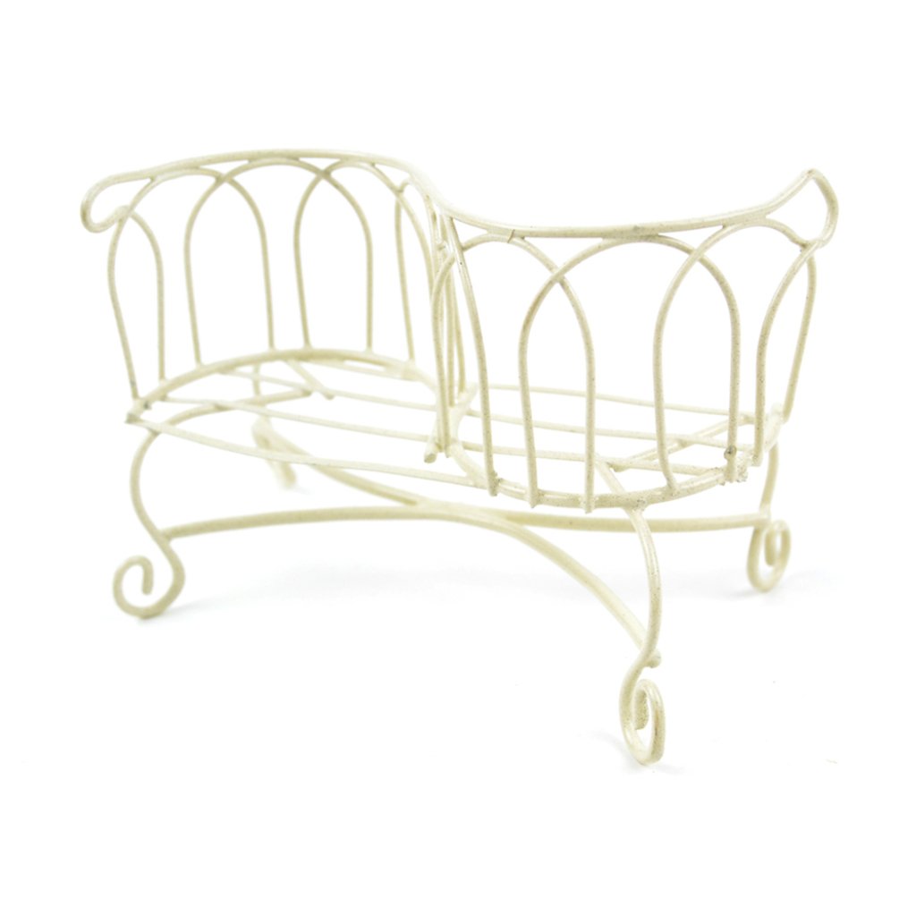 Miniature Garden Cream Tete-A-Tete Bench 4in 
