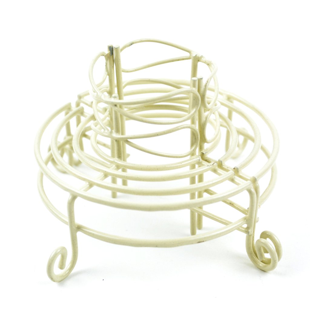 Miniature Iron Fairy Garden Tree Hugger Bench Cream 