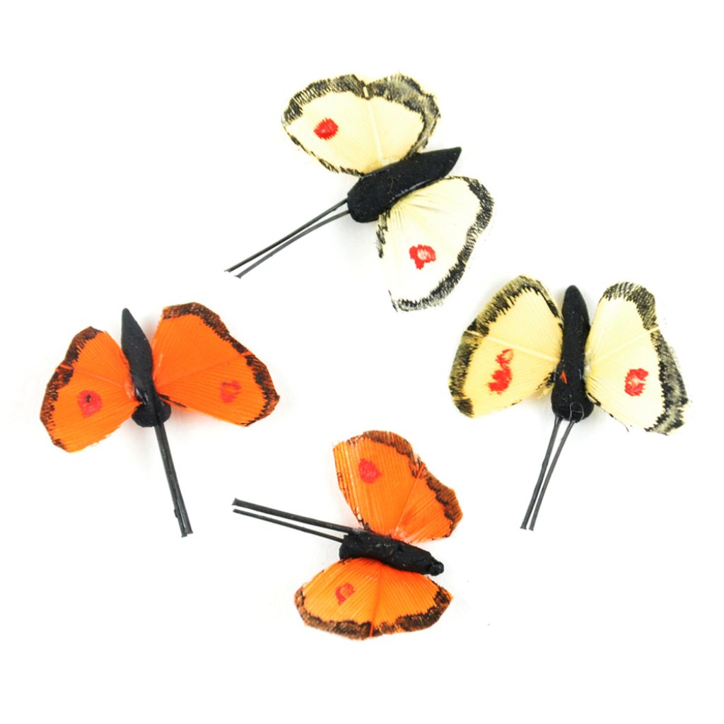 Natural Feather Mini Butterfly On Wire 0.5in 