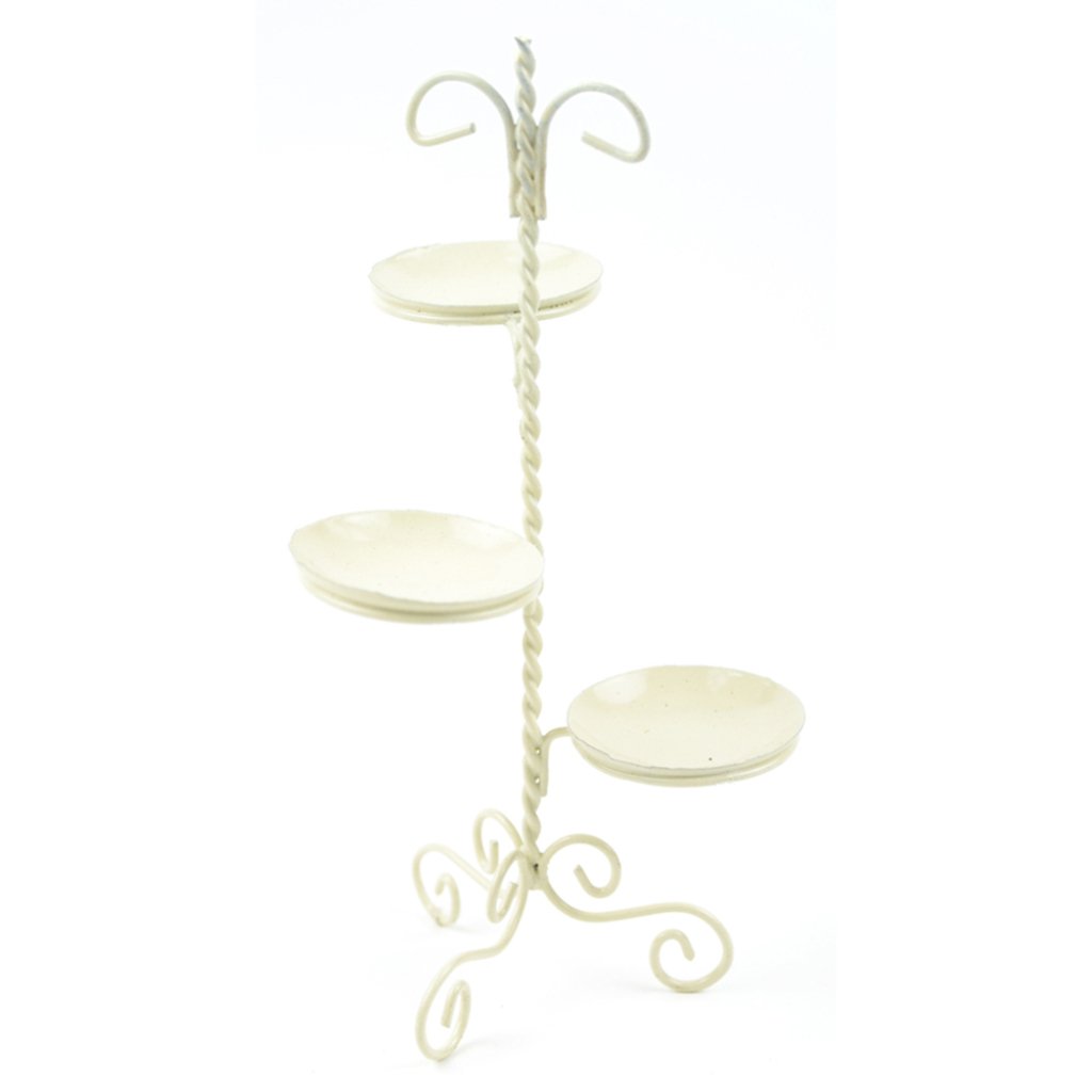 Mini Iron Fairy Garden 3 Tier Stand Cream 