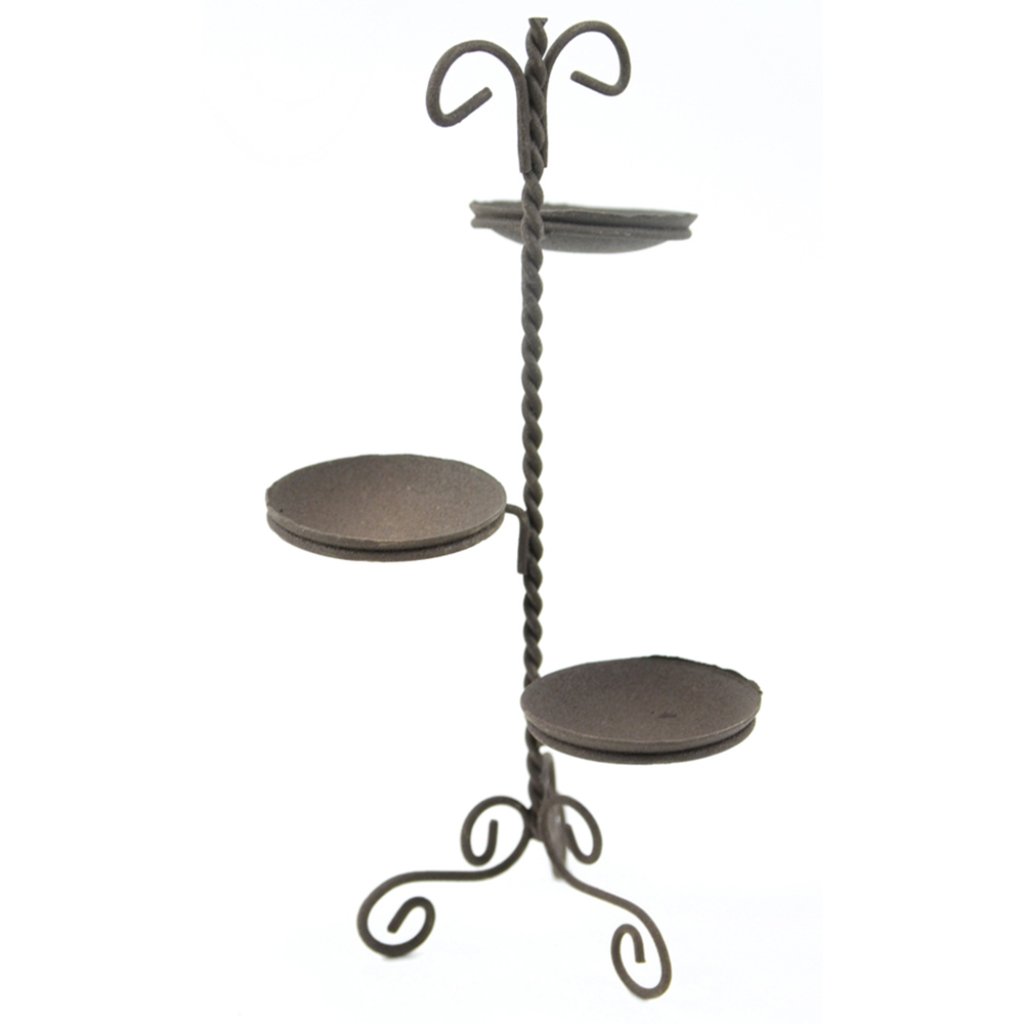 Mini Iron Fairy Garden 3 Tier Stand Rustic 