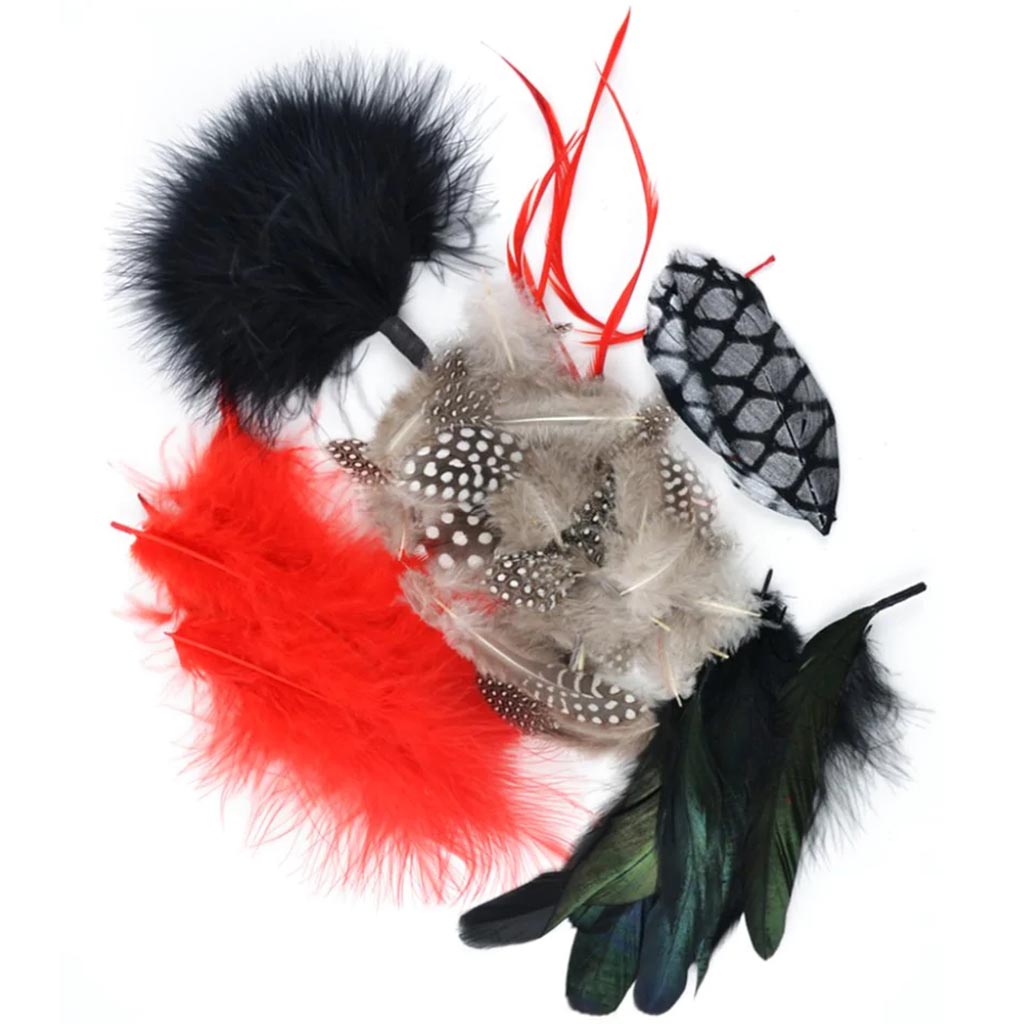Mix Package Feather Asst Black Red 