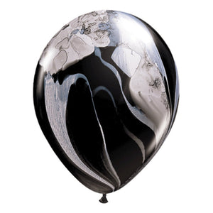 Latex Balloon Black & White Superagate 11in