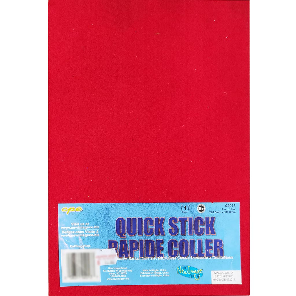 Quick Stick Felt 09 x 12in Red