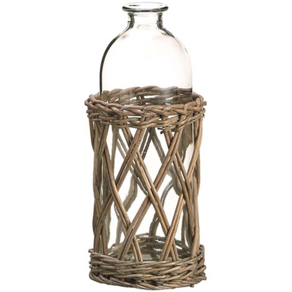 3.9D8.6"H Willow Basket W/Vase 