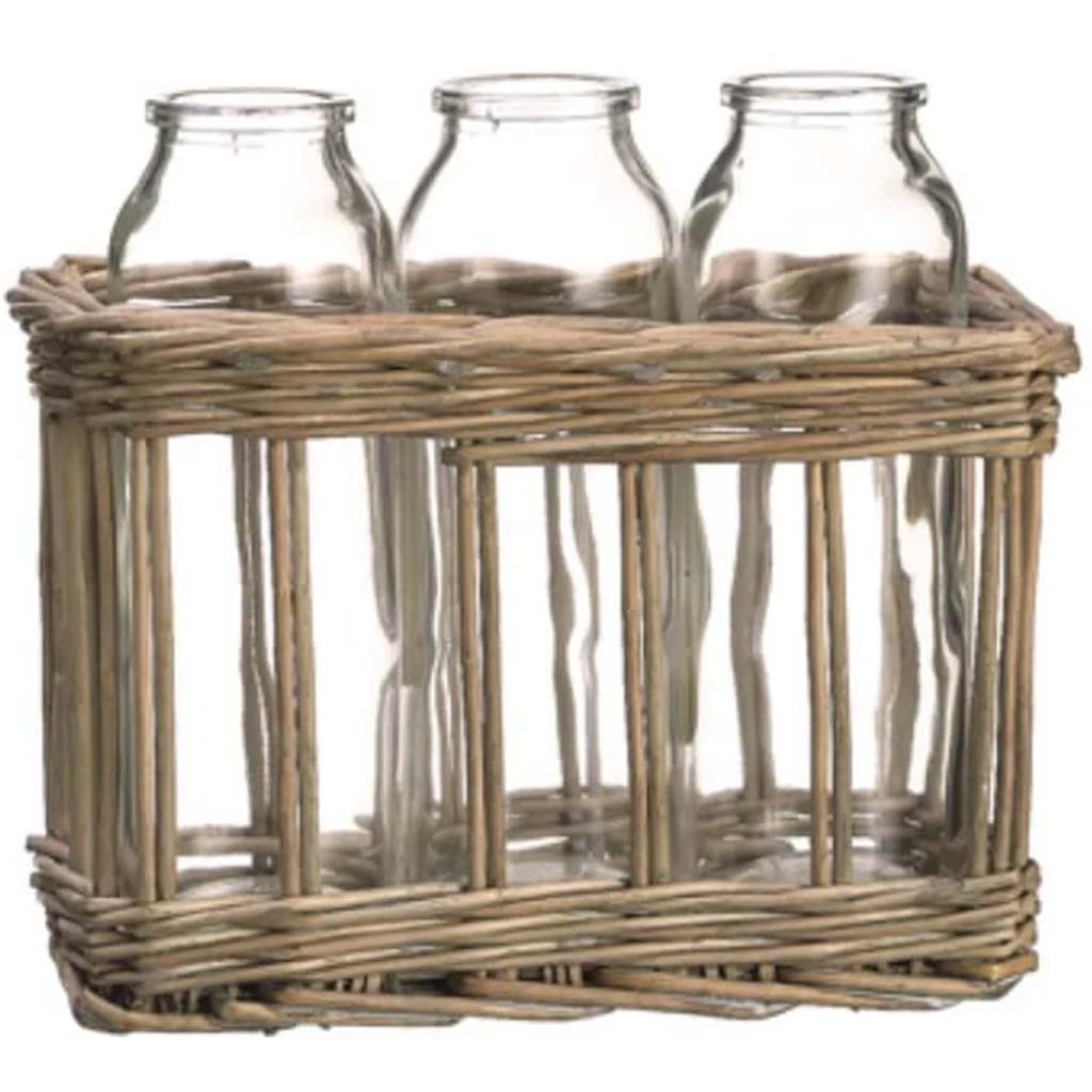 6H3.5W7.5"L Willow Bkt W/3Vase 