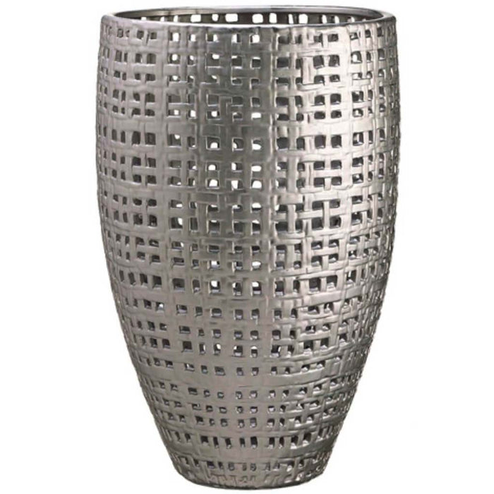 15.7D25.2"H Bkt Weave Cer.Vase 