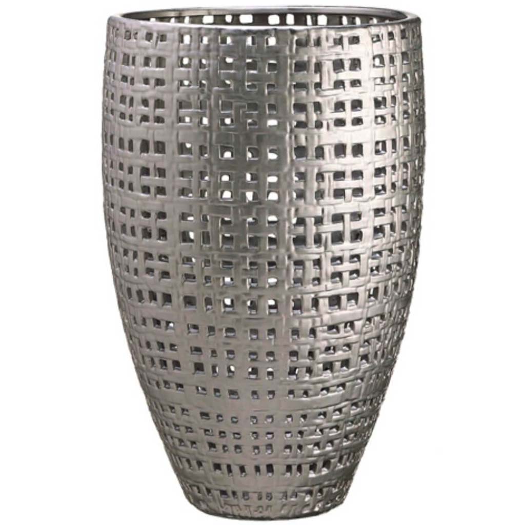 15.7D25.2"H Bkt Weave Cer.Vase 