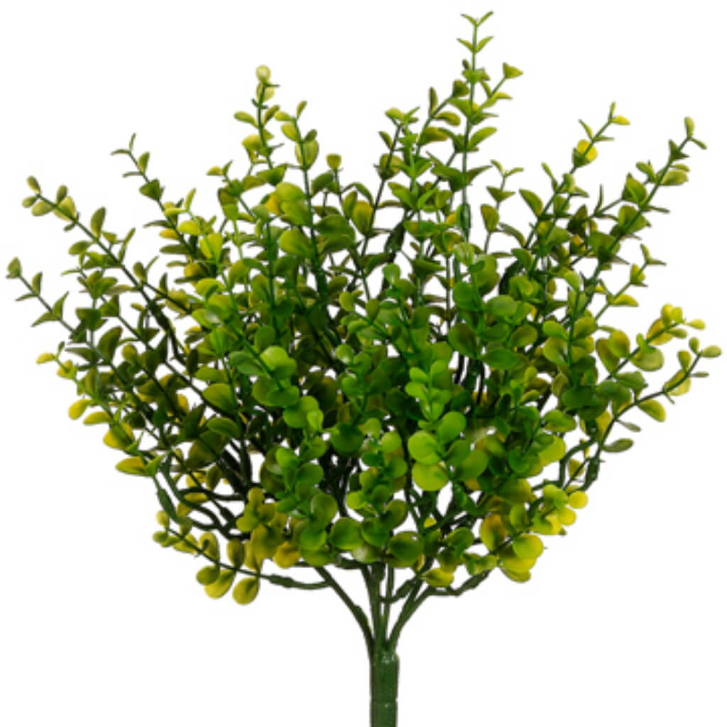 Mini Plastic Eucalyptus Bush with 77 Leaves Green, 11in