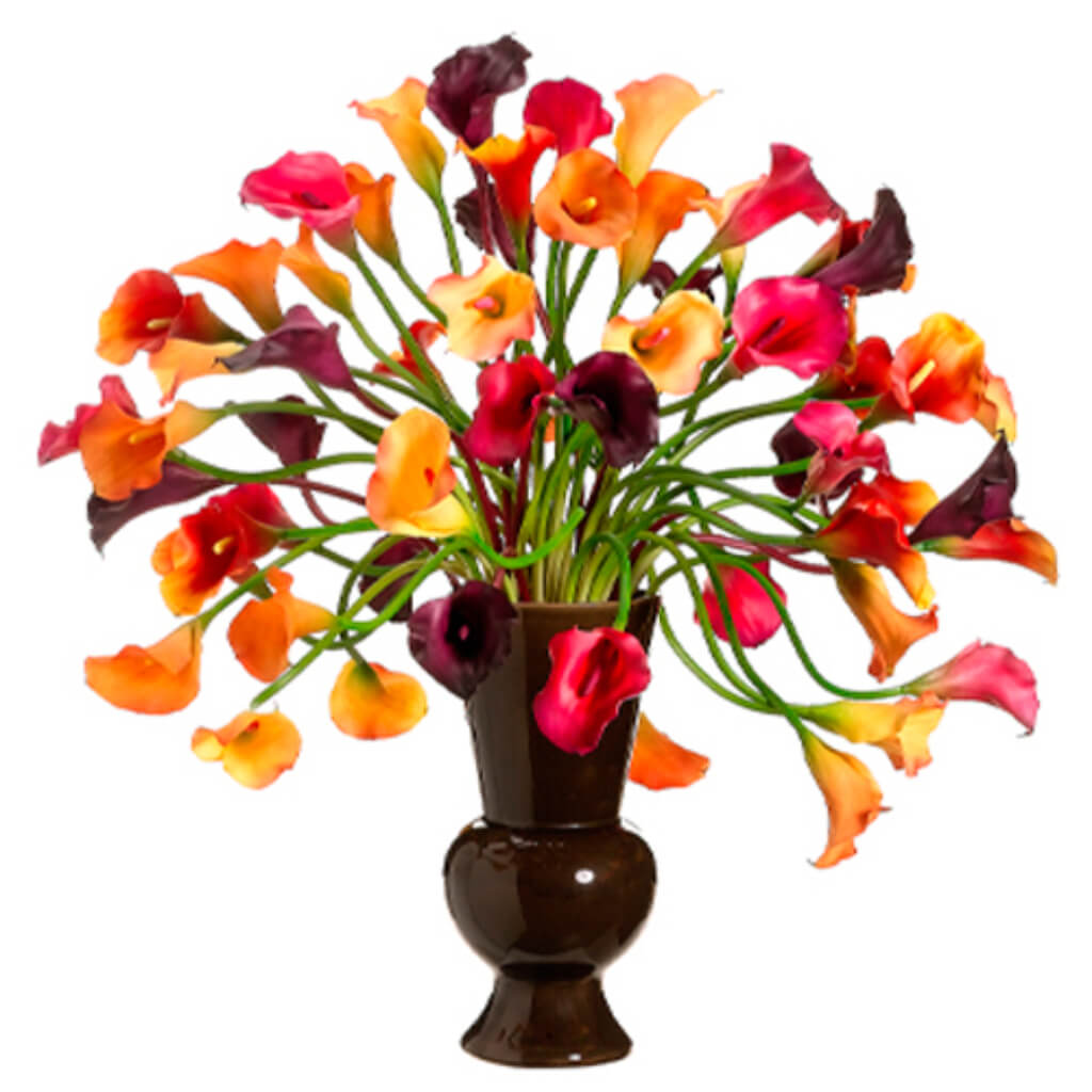 Calla Lilies in Ceramic Vase, 33.5in H x 34in w x 34in L