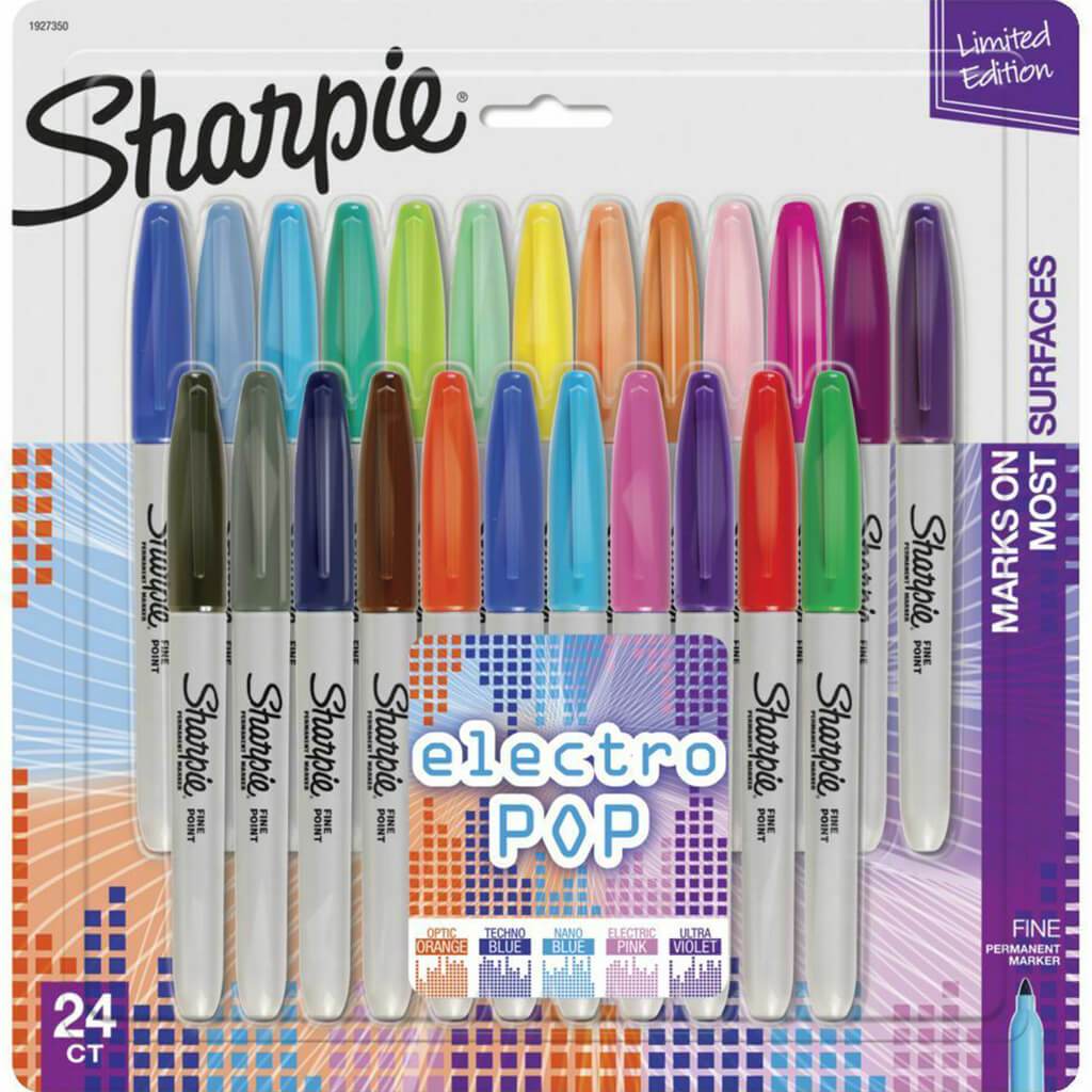 Sharpie Fine Point Permanent Markers Electric Pop 24pkg