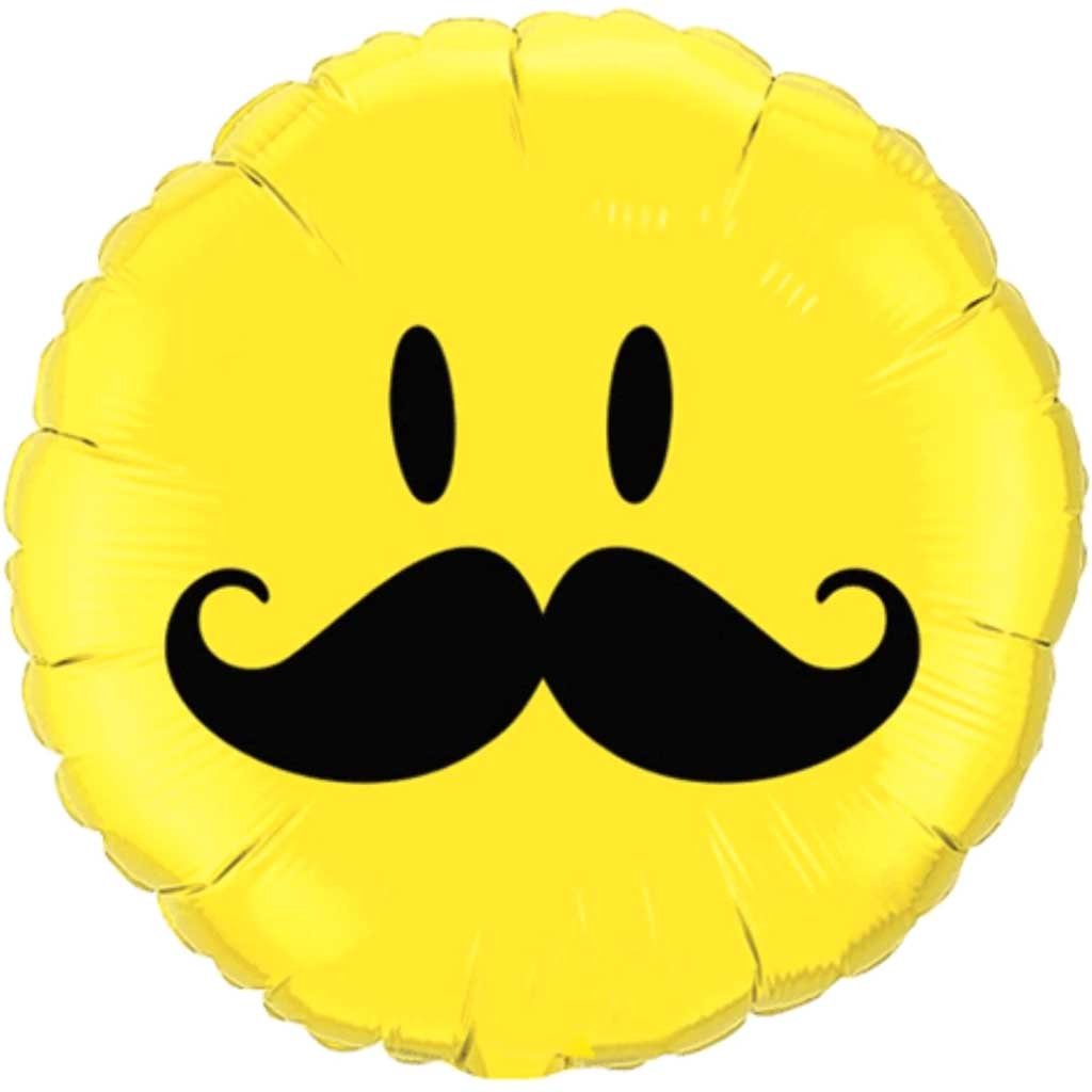 Smiley Face Mustache Foil Balloon 18in 