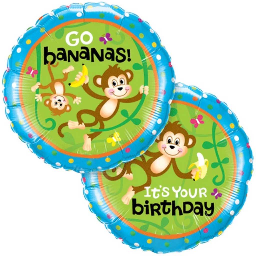 Monkey Its Your Bithday Foil Balloon 18in