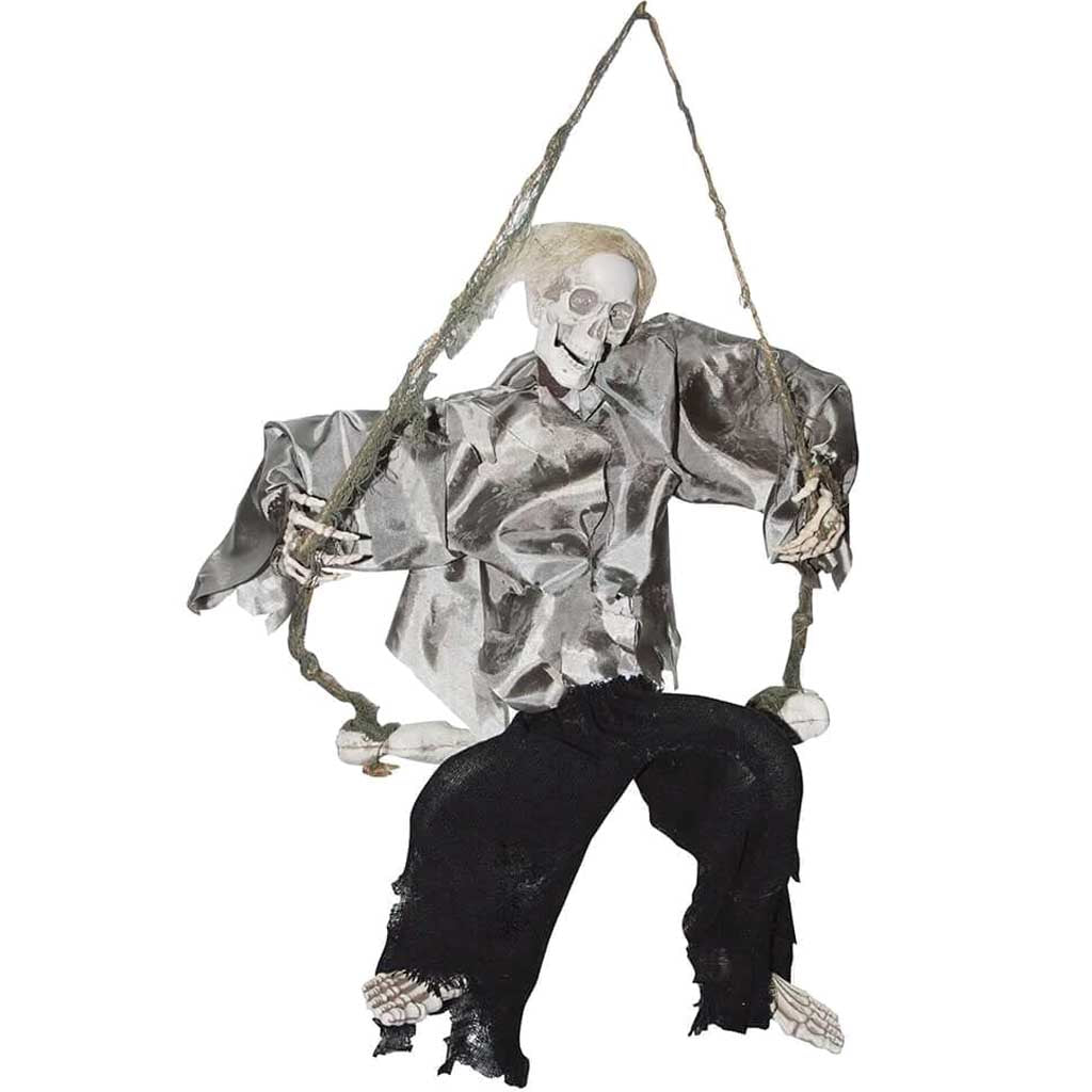 Animated Kicking and Screaming Skeleton on Swing 