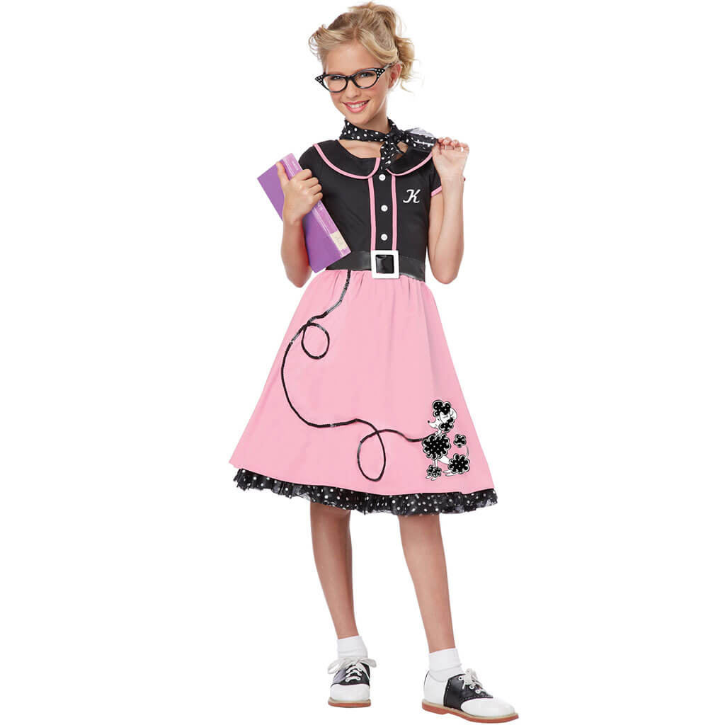 50&#39;s Sweetheart Black &amp; Pink Costume 