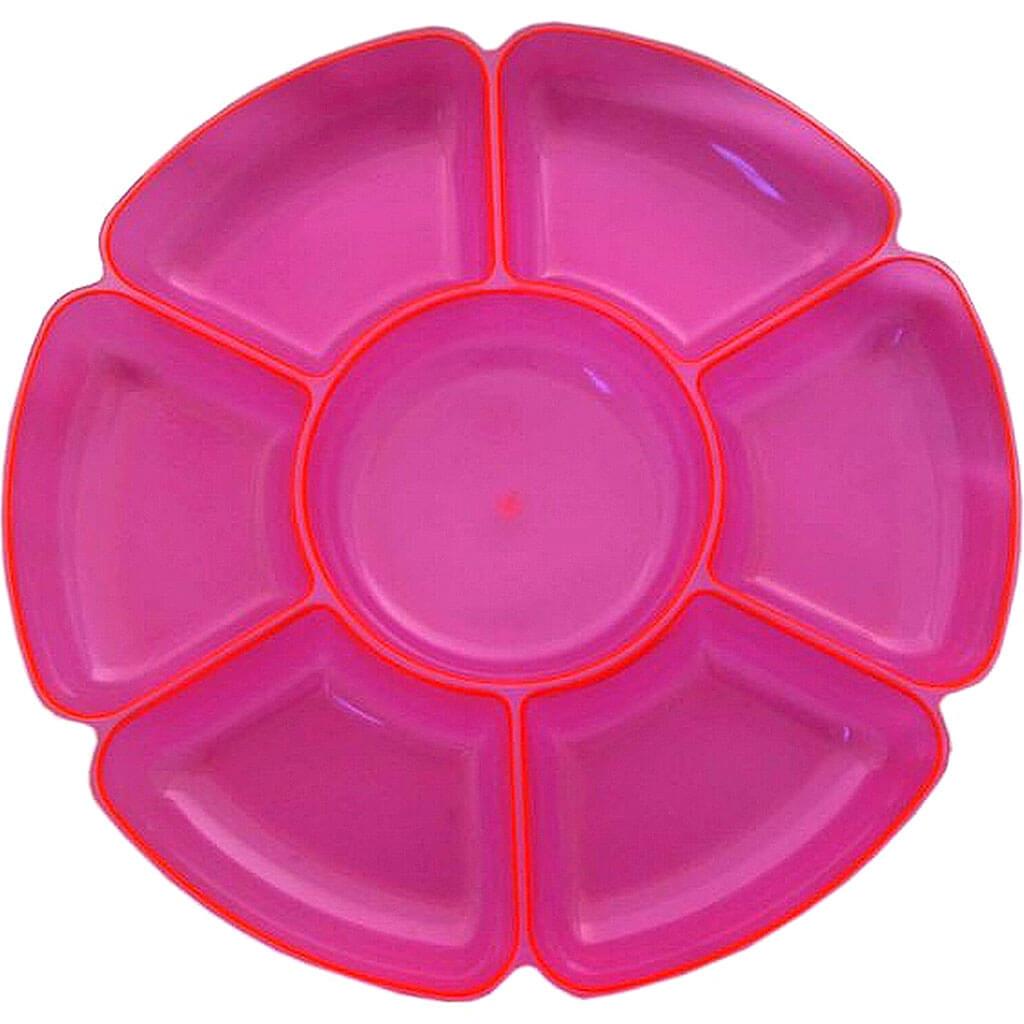 Compartment Tray Round Neon Pink, 16in