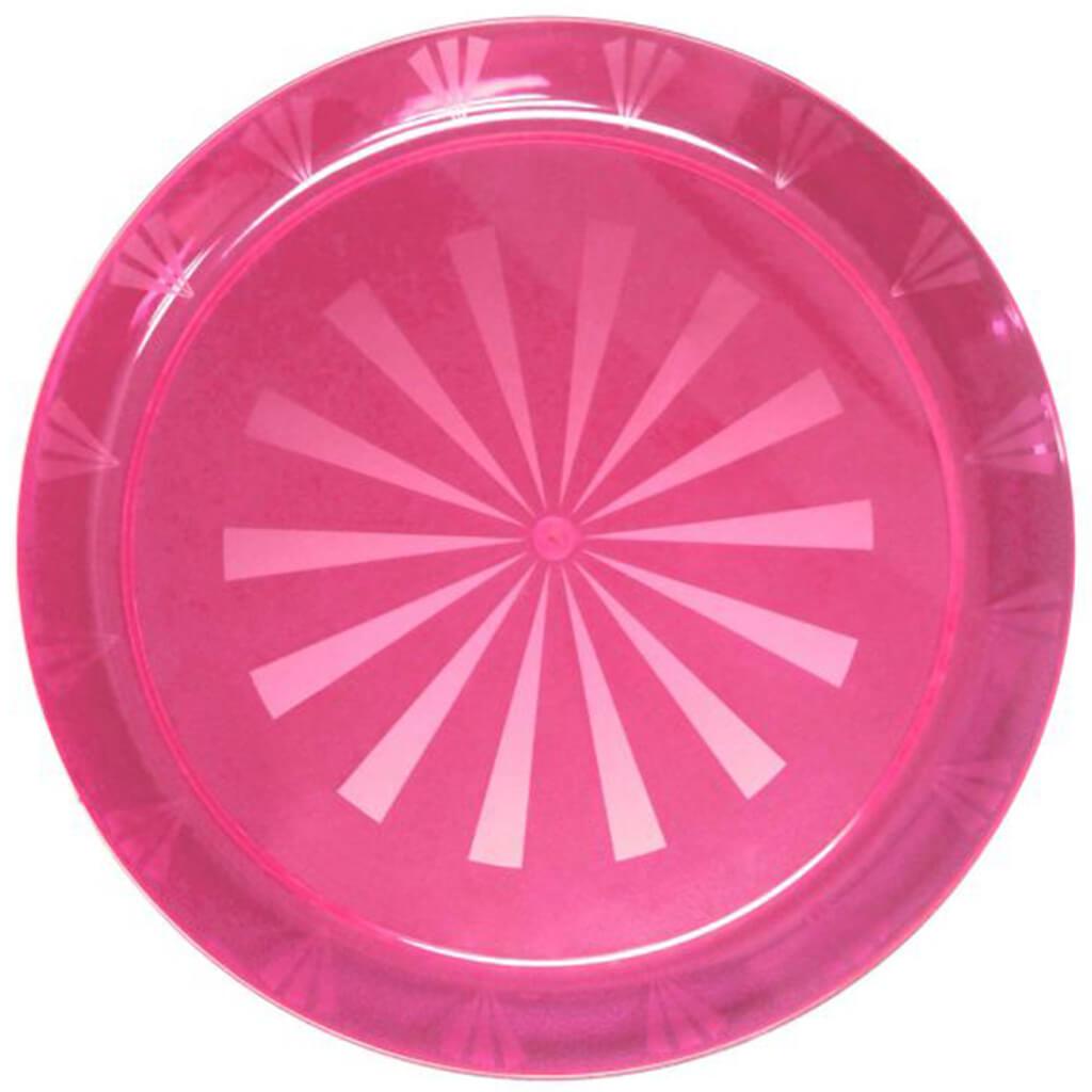 Round Serving Tray Neon Pink, 16in