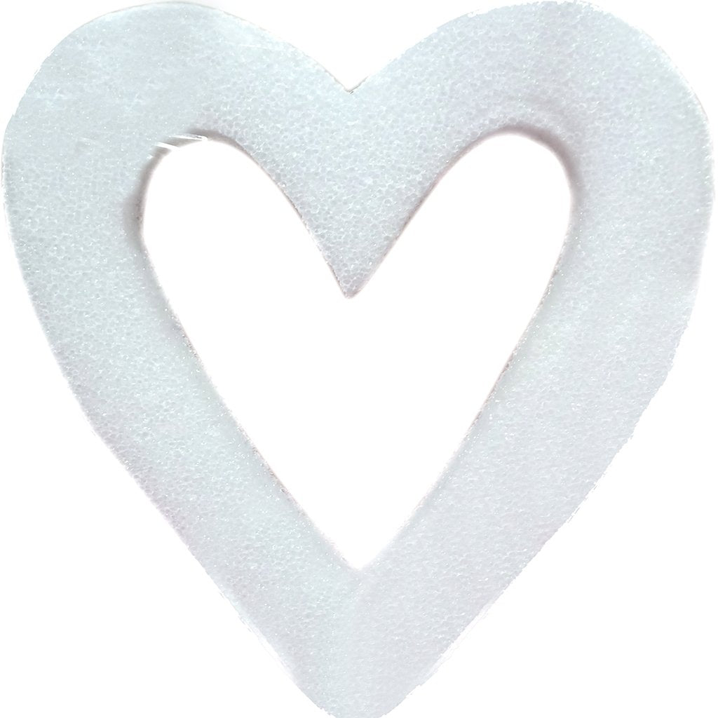 Stryrofoam Open Heart 6in x 1in White