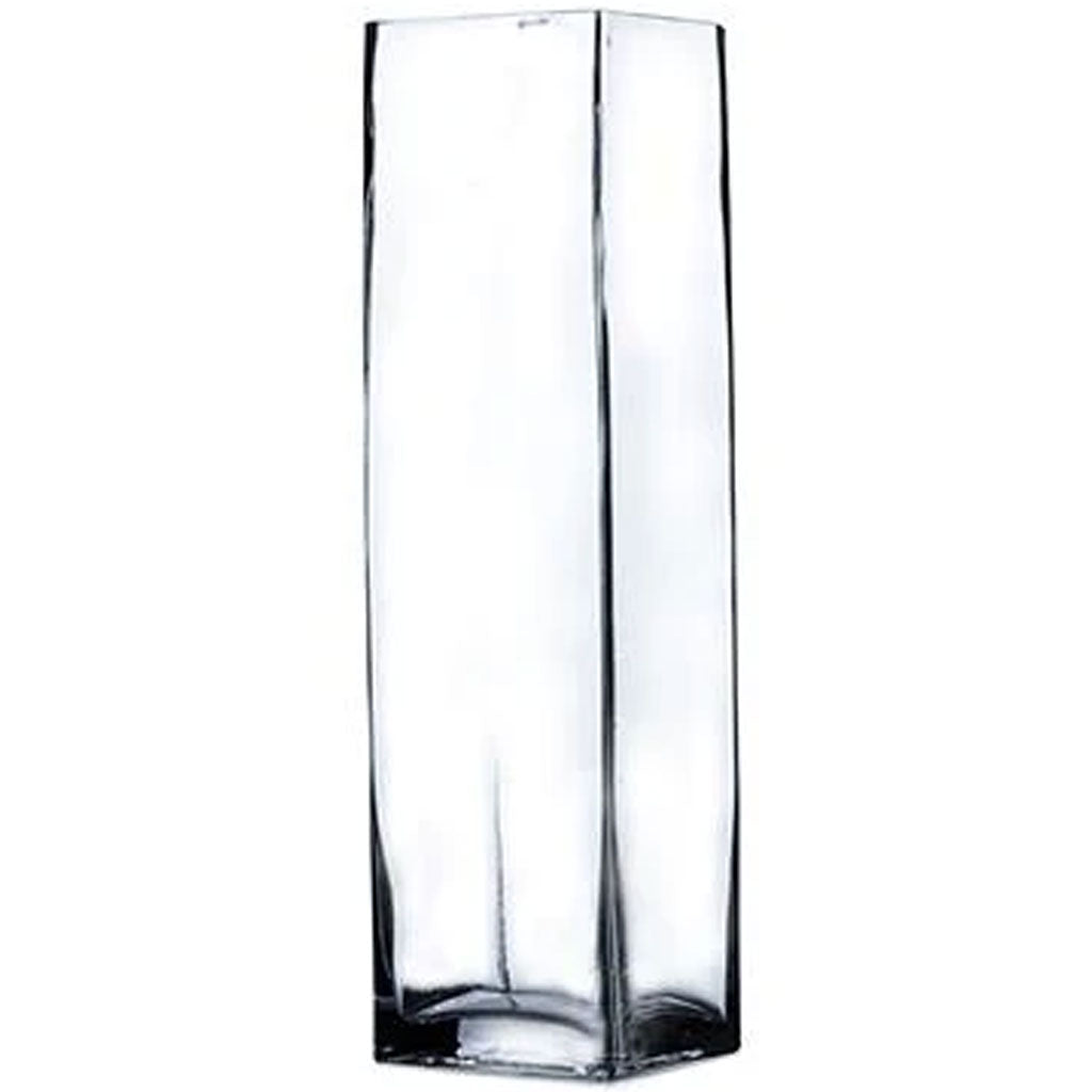 Clear Block Glass Vase 2&quot; x 8&quot; 