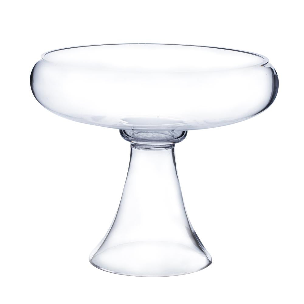 Clear Bowl Glass Vase On Stand 9&quot; x 9&quot; 