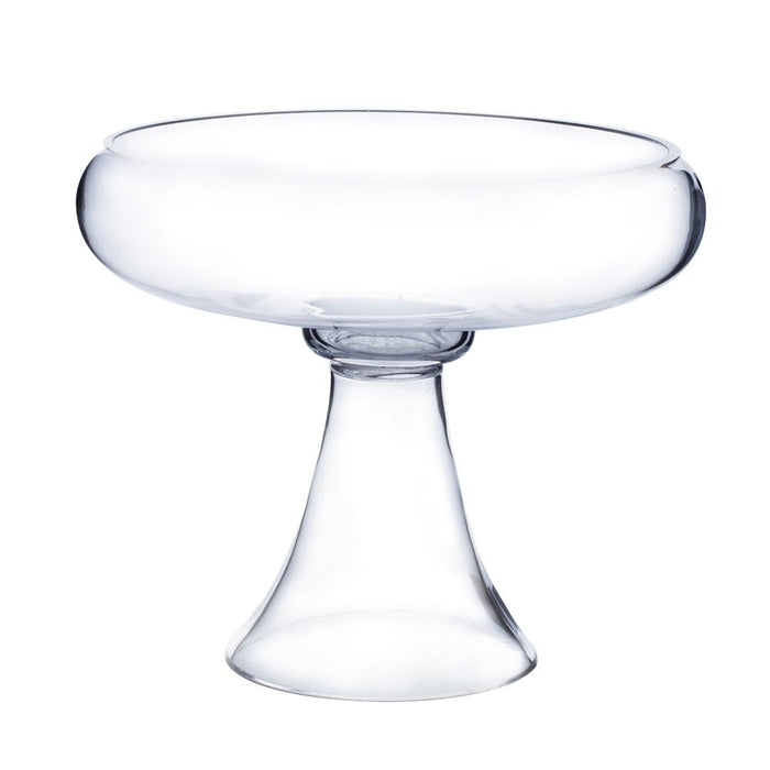 Clear Bowl Glass Vase On Stand 9" x 9" 