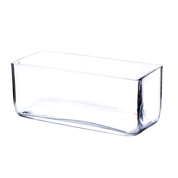 Clear Rectangle Block Glass Vase 10" x 4" x 4" 