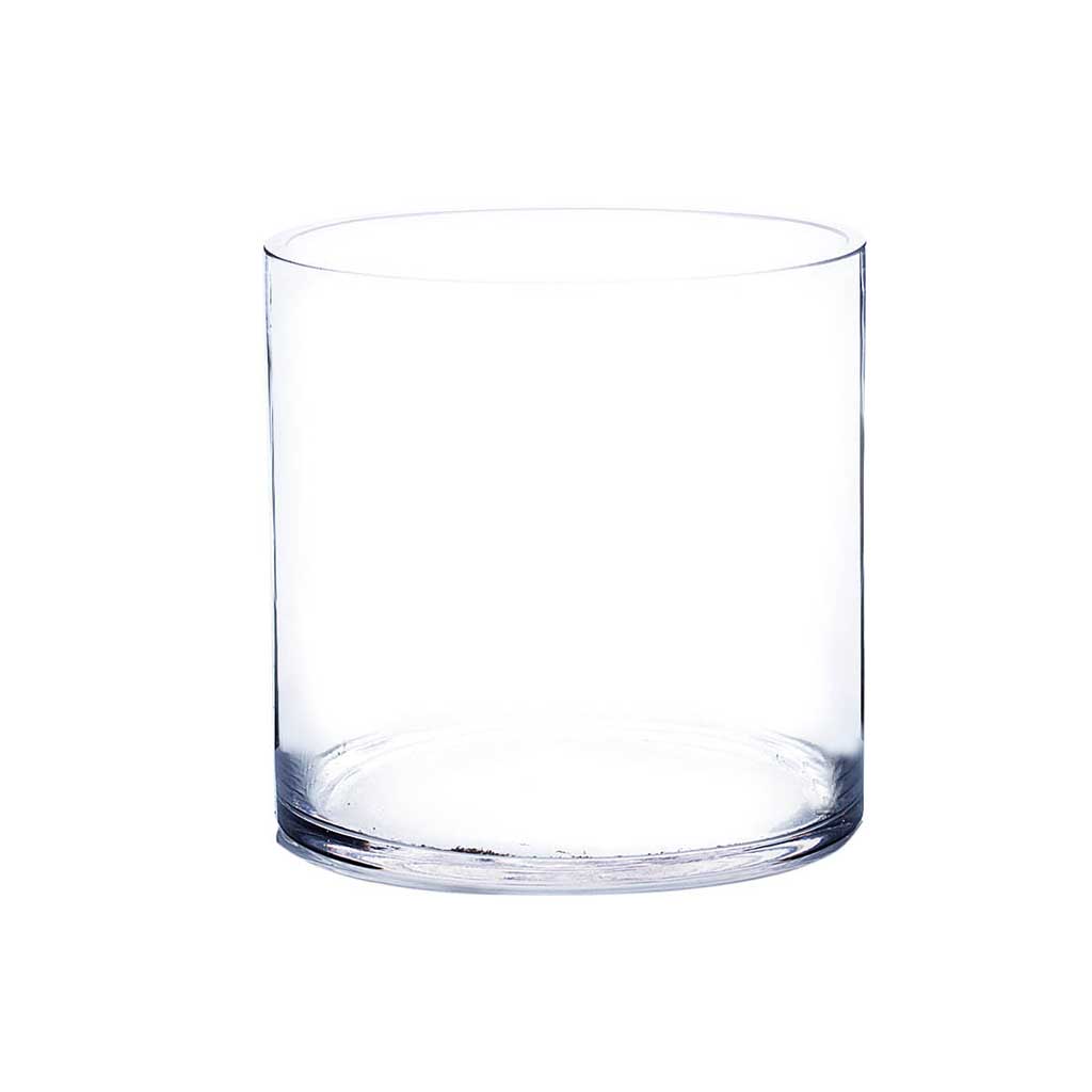 Clear Slant Cut Unique Bowl Glass Vase 8.25in