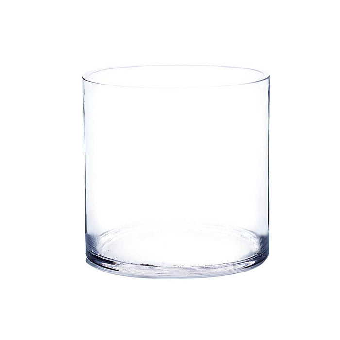 Clear Slant Cut Unique Bowl Glass Vase 8.25in