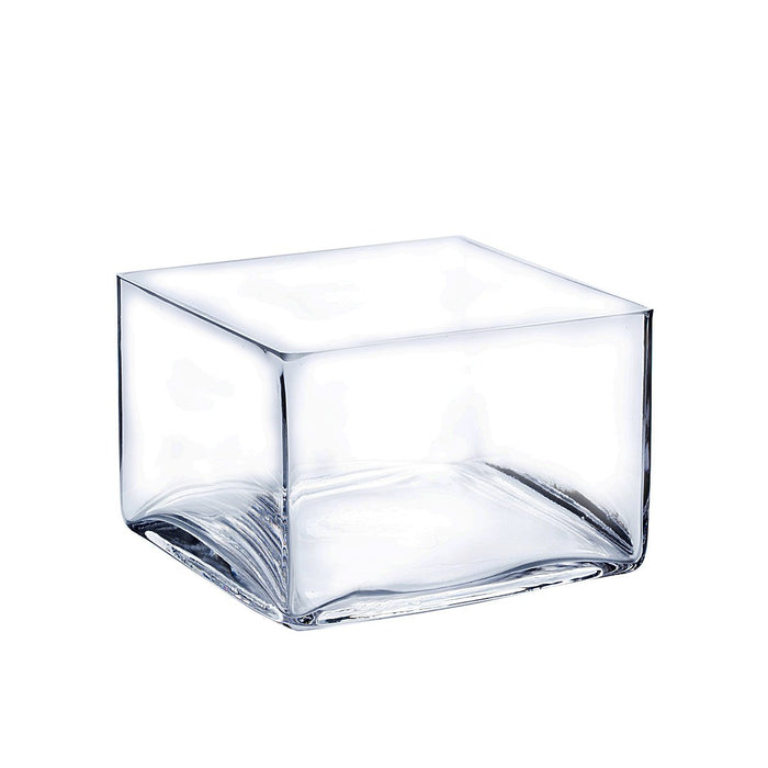 Clear Block Glass Vase 6" x 4" 