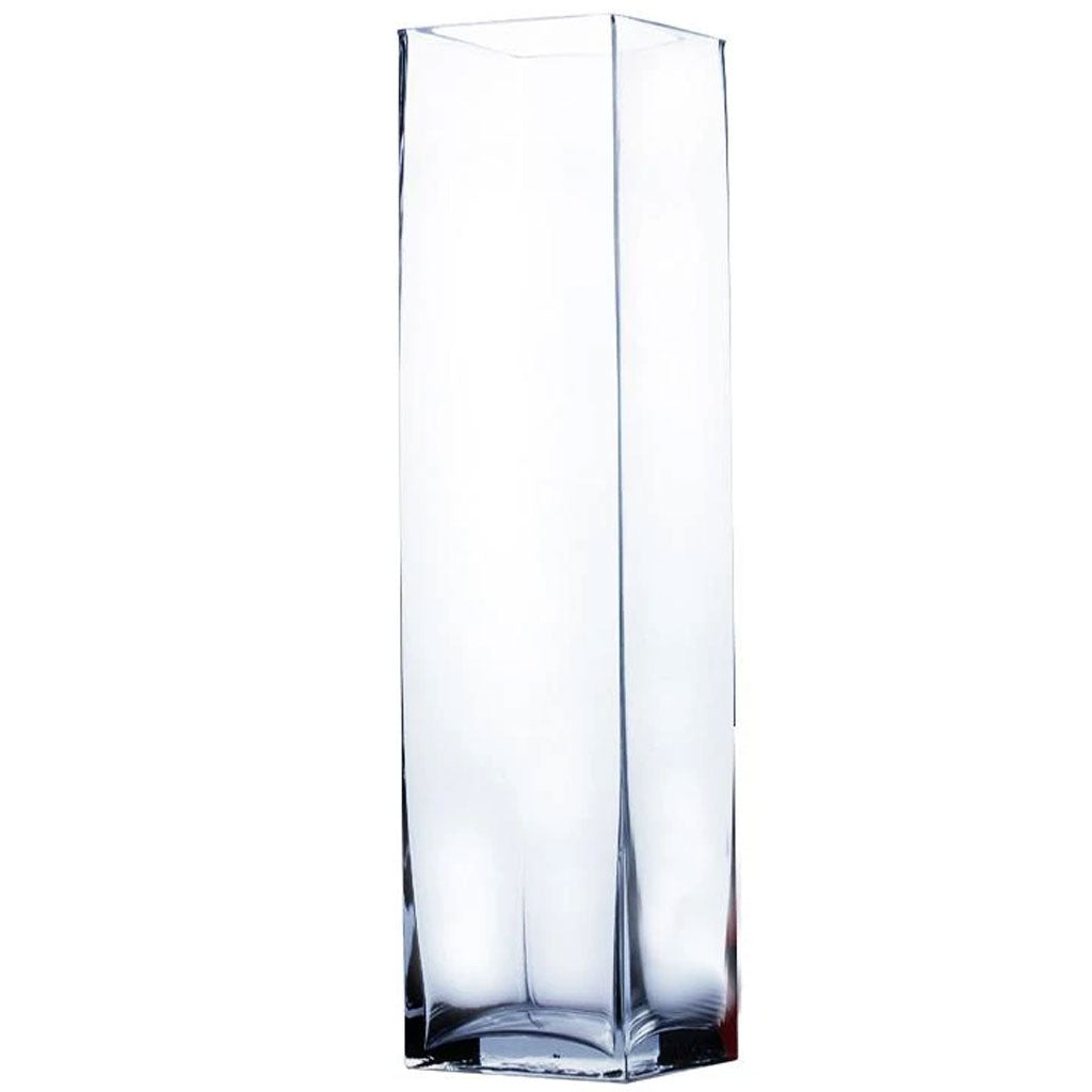 Clear Block Glass Vase 4" x 18" 