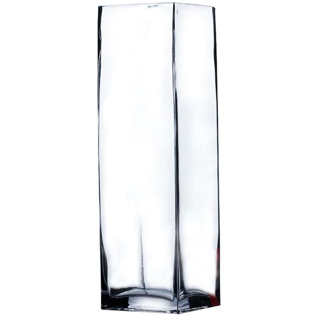 Clear Block Glass Vase 4" x 12" 