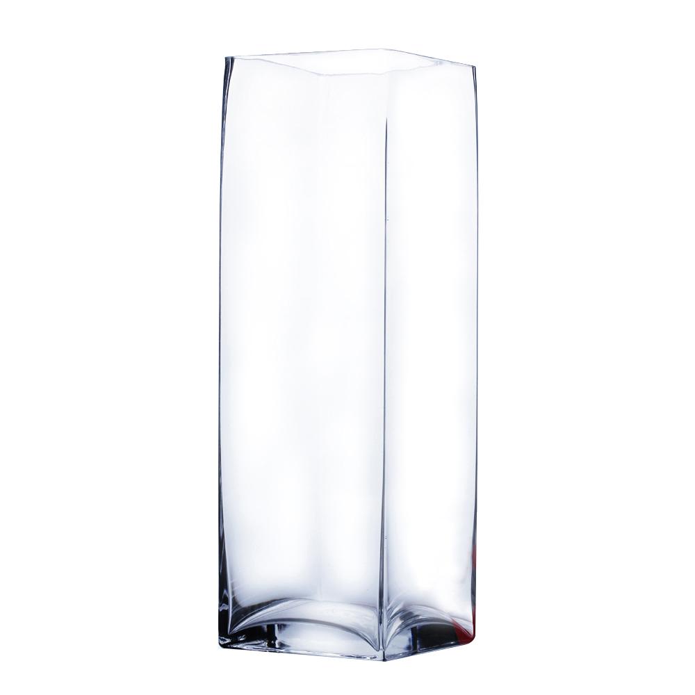 Clear Block Glass Vase 6in x 6in x 17in 