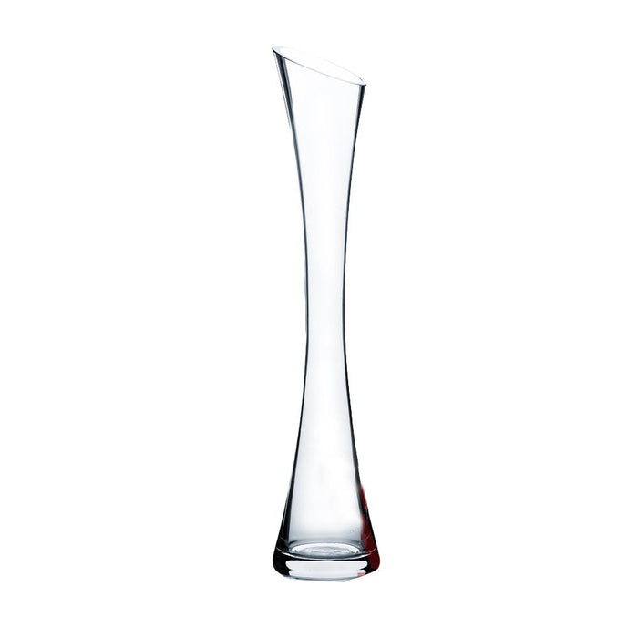Clear Bud Glass Vase With Slant Top, 16" 