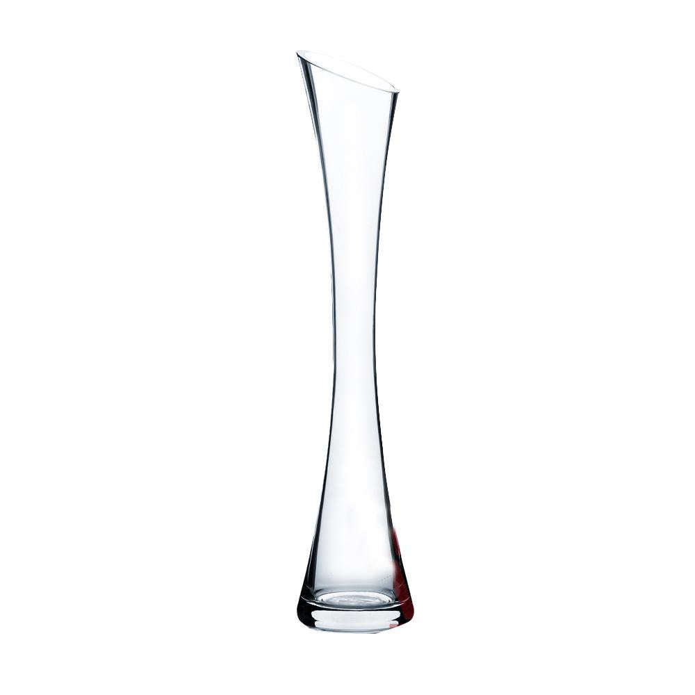 Clear Bud Glass Vase With Slant Top, 16" 