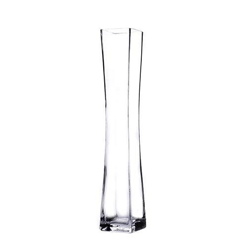Clear Unique Square Concave Glass Vase, 3" X 17" 