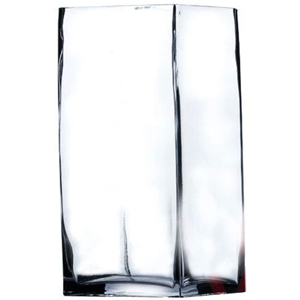 Clear Block Glass Vase 3&quot; x 8&quot; 