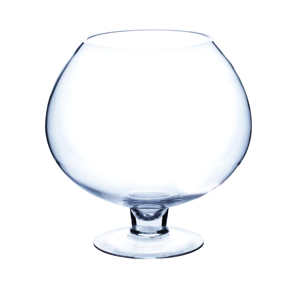 Clear Bowl Glass Vase With Stem 5" x 9" 