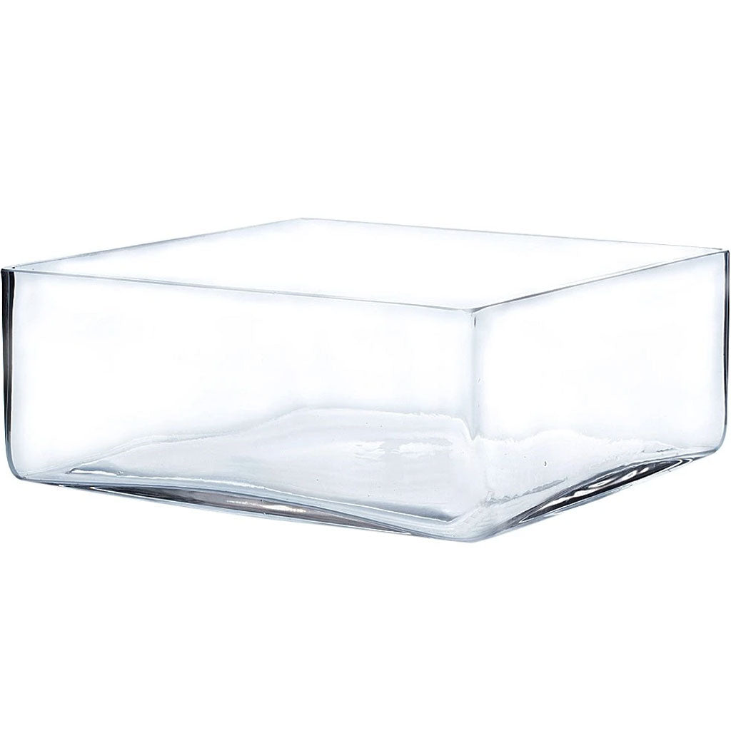 Clear Block Glass Vase 10&quot; x 4&quot; 