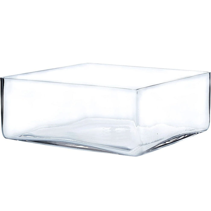 Clear Block Glass Vase 10" x 4" 