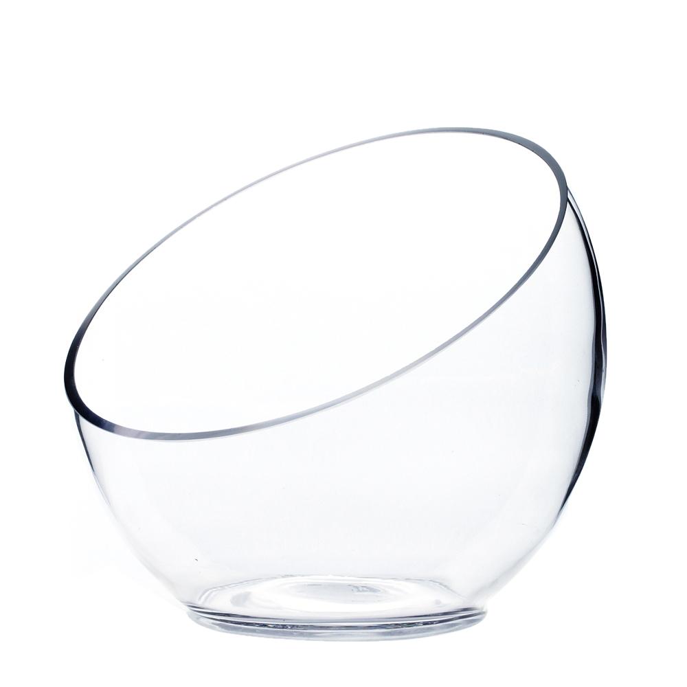 Clear Slant Bowl Glass Vase, 7&quot; X 6&quot; 