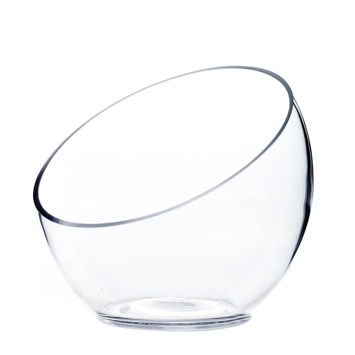 Clear Slant Bowl Glass Vase, 7" X 6" 