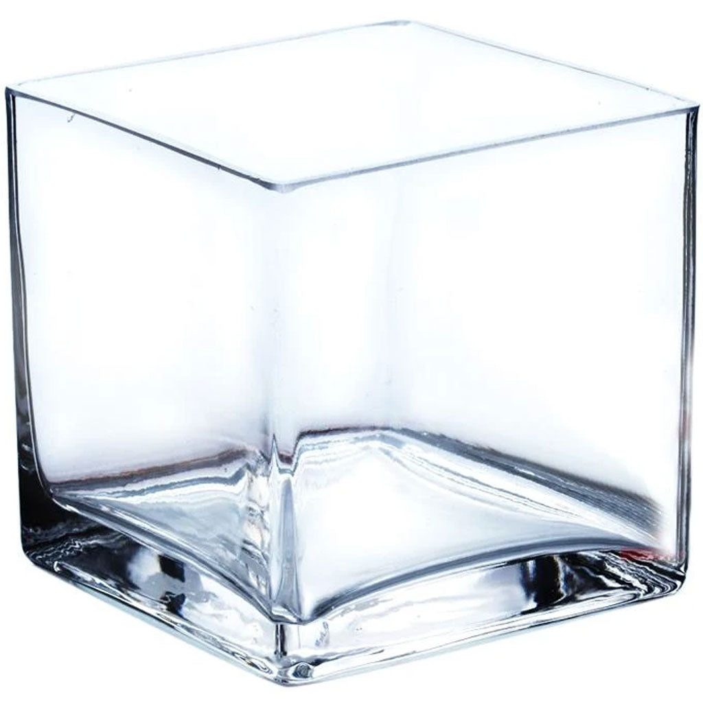 Clear Cube Glass Vase 5" 