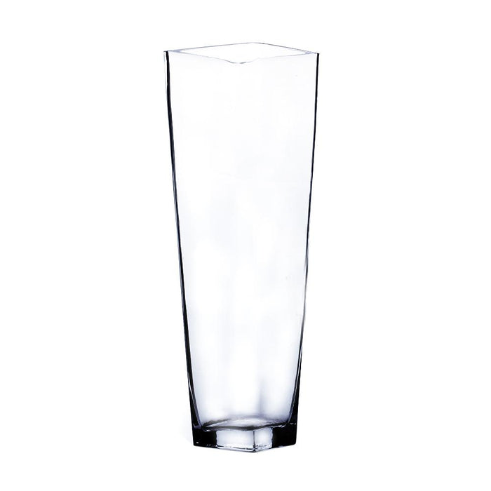 Clear Taper Down Block Glass Vase 20" 