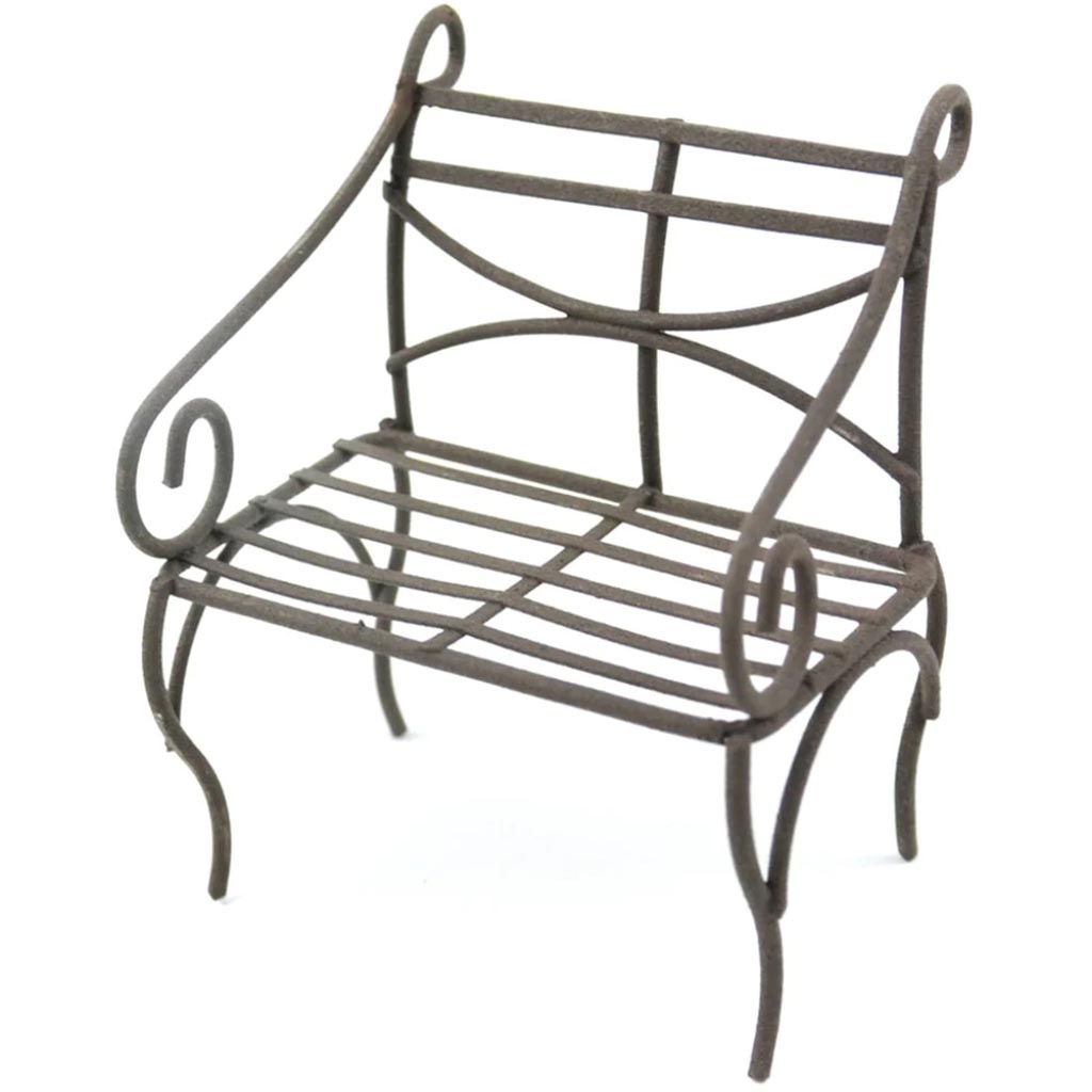 Mini Garden Iron Bench 2.75X2X3in Rustic 