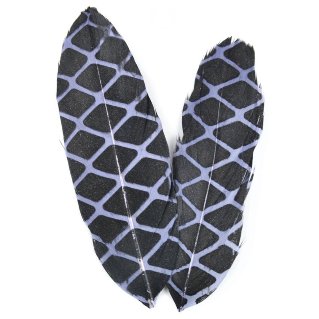 Stenciled Feathers 2 Pc Grey W/Blk Diamond Pattern 10-11Cm 